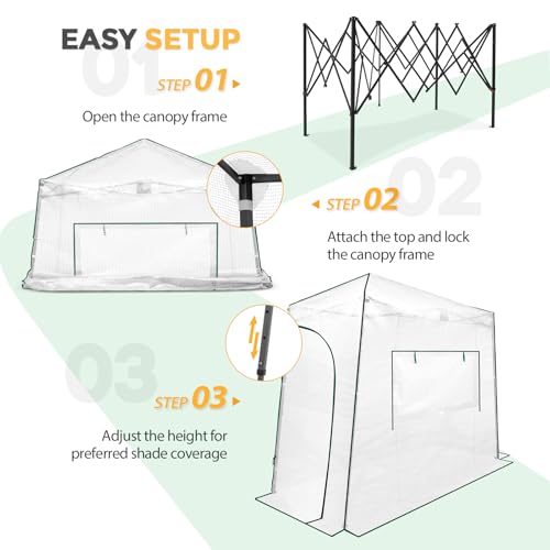 Image of EAGLE PEAK 9x4 Easy Setup Pop Up Greenhouse, Lean-to Design, Clear /White