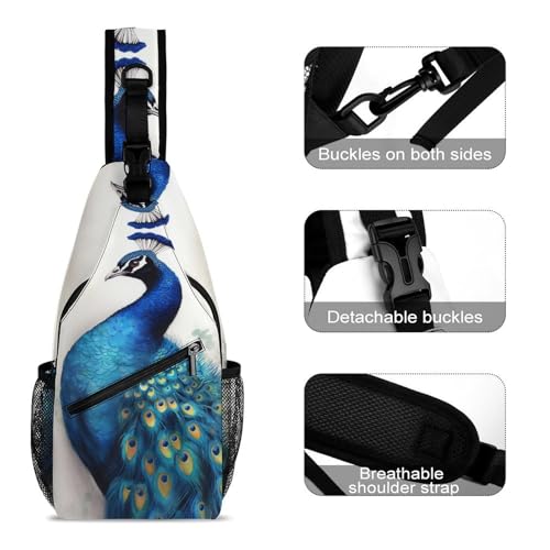 Mochila Sling deportiva Blue Peacock para senderismo y uso casual miniatura 3