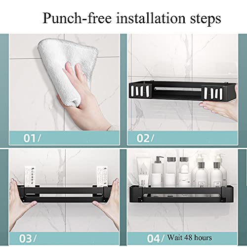 Estante de Ducha Caddy de Ducha montado en la Pared Sin perforar Estante de baño Adhesivo con Ganchos Aluminio Espacial para baño Inodoro-Plata C_3-Story