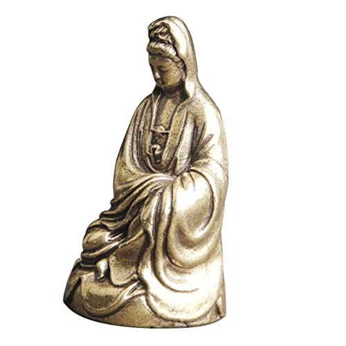 Sculpture artisanale Guanyin en laiton massif style vintage haut de gamme