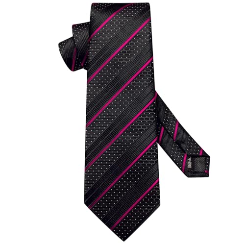 Image of Dubulle Silk Ties Set for Men Formal Paisley Striped Necktie Pocket Square Cufflinks 3PCS Sets Wedding Business Party