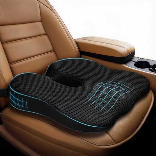 Arbanith Car Seat Cushion for Driving – Ergonomic Wedge Memory Foam Booster Automotive Seat with Non-Slip Bottom & Adjustable Strap – Car Seat Pad for Car, Truck, Vehicle