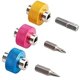 Eyech 3pcs Mini Finger Grip Driver, Finger Socket Driver Set with 1/4 Inch Hex and Square Socket, Blue/Pink/Yellow