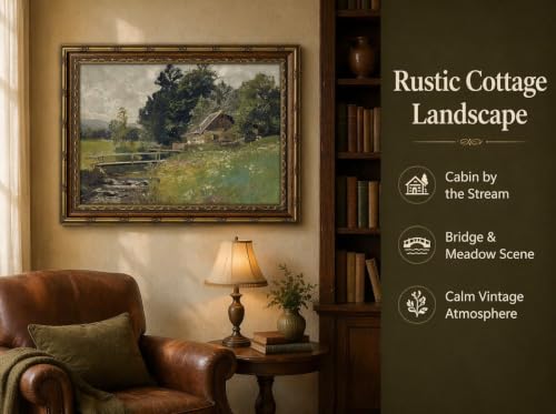 ApexBlume Vintage Gold Framed Landscape Wall Art Riverside Houses Prints - image 8