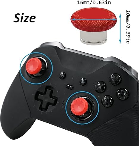 Image of 2 Pcs Metal Short Thumbsticks Replacement for Xbox Elite Series 2 Controllers,Short Concave Magnetic Analog Joysticks for Xbox Elite Series 2 Core Standard Height Thumbsticks(Red)