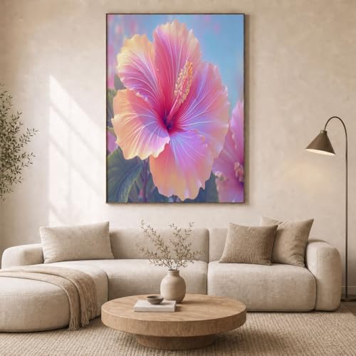 Impression sur toile fleurs réalistes rose pour masquer un mur vide
