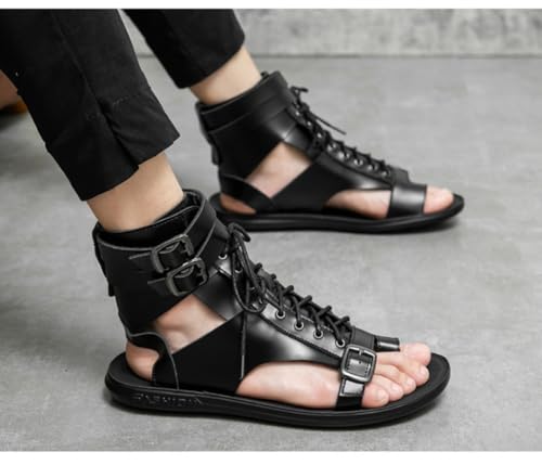 Gladiator Fisherman Jesus Sandals for Men High Top Tennis & Racquet Sport Shoes Leather Ankle Strap Beach Slides No Slip Beach Flats Lightweight Breathable Casual Summer Walking Shoes Party Vacation2