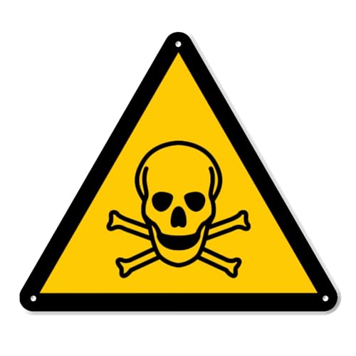 Toxic Material Warning Caution Sign - 8 Inch Triangle PVC Sign - Premium PVC Sign For Workplace Warehouse Jobsite OSHA Regulation - Weather Proof Fade Resistant - Made In USA - PVC0272
