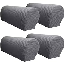 Arm Rest Covers Arm Slipcovers Stretch Armchair Arm Covers Soft Polyester Arm Caps Non Slip Furniture Protector for Chair, Sofa, Couch Pack of 4 Grey