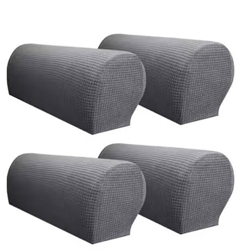 Yogsey Arm Rest Covers Arm Slipcovers Stretch Armchair Arm Covers Soft Polyester Arm Caps Non Slip Furniture Protector for Chair, Sofa, Couch Pack of 4 (Grey)