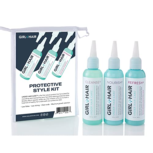 GIRL+HAIR Ultimate Travel Hair Care Set (3 x 3.4 fl.oz) | Encourage Hair Strength & Growth with Cleanse+ Shampoo, Nourish+ Leave-In Conditioner, & Refresh+ Hydrating Hair Milk | TSA-Compliant Kit