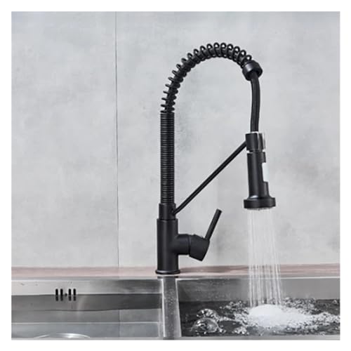 Robinet de cuisine extractible noir avec double mode d'eau et finition Brushed B - 5
