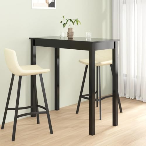 Mesa de bar negra de 115x55 cm con patas de madera para comedor 3