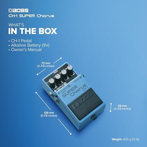 Image of BOSS CH-1 SUPER Chorus | Classic Compact Chorus Effects Pedal | Cystal-Clear Tone for Guitar & Keyboards | Versatile Sound Shaping | Mono & Stereo Connectivity | Easy-to-Use Controls | Effect Level, Eq, Rate and Depth Controls, Mono Input, Stereo Outputs, 9V Battery or Psa Adapter Power