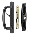 Veranda Sliding Glass Door Handle Set with Mortise Lock, Black, Keyed, 3-15/16” Screw Holes, 1-1/2” Door Thickness