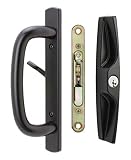 FPL Veranda Sliding Glass Door Handle Set with Mortise Lock, Black, Keyed, 3-15/16” Screw Holes, 1-1/2” Door Thickness