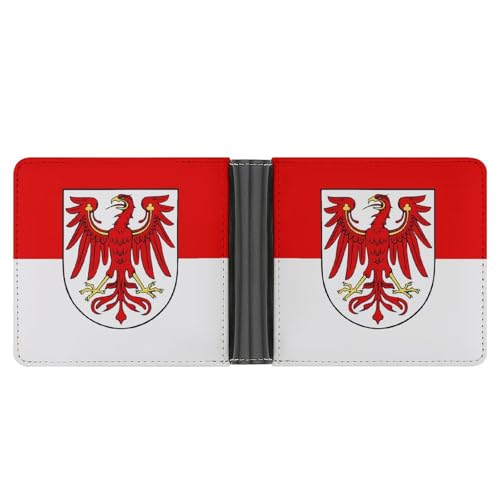German Region of Brandenburg Flag Funny Billfold Wallet Credit Card Holder Slim Passcase Pouch Purse for Men Women