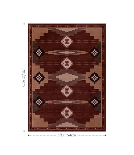 Tapete decorativo mod. mid century 5'x7' marrón/rojo miniatura 2
