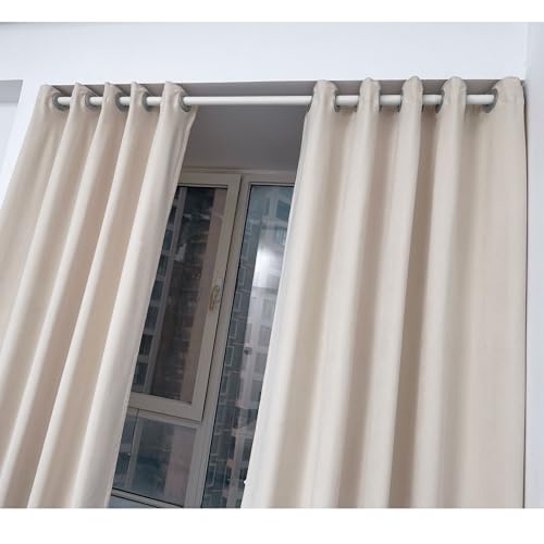 Riel para Cortina de Techo, Barra Resistente sin taladros, Barra divisoria de Ducha telescópica con Ganchos para Sala de Estar y Hotel, riel Ajustable de 0,6 a 2,4 m para Armario (Blanco)