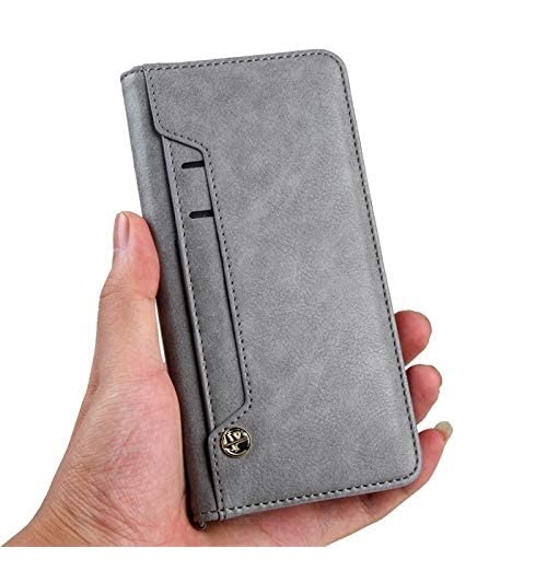 TROUNCE Flipper Series Shock Proof Pu Leather Finish Wallet Case Flip Cover with Cards & Cash Holder Slot (Grey) for Oneplus 7 pro