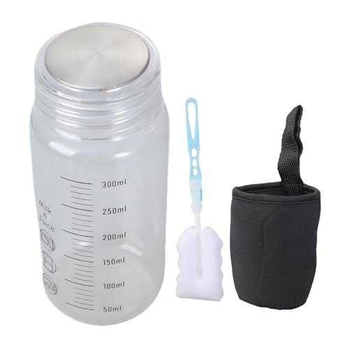 ホウケイ酸ガラスドリンクボトル 300 ミリリットルスケールマーキング付き飲料箸置きカップスリーブと蓋付きジム必須ガラスウォーターボトル測定付き