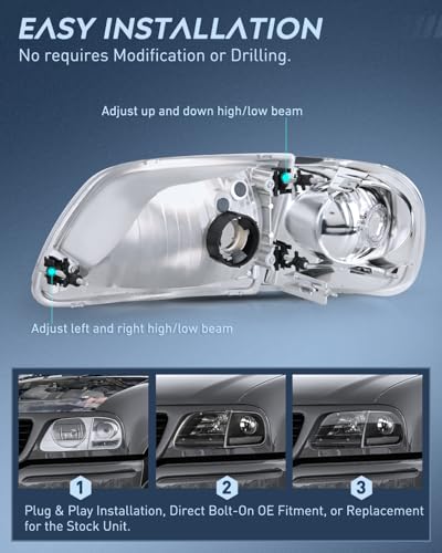Image of Nilight Headlight Assembly Compatible with Ford F-150 Expedition 1997-2003