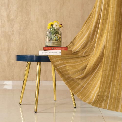 Image of Urban Space Aari Collection Weaved Sheer Curtains for Door 7 Ft Long, 40-50% Light Filtering Textured Curtains with Eyelets and Tieback, Set of 2 Decorative Curtains (Vertical Soft Brown, 7 Feet)