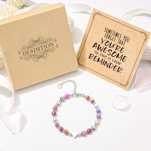 Image of Desimtion Healing Natural Stone Bracelets for Women Girls, Sometimes You Forget You're Awesome -Christmas Gifts for Women Teen Girls, Best Friend Birthday Gifts for Women Friendship Bracelets