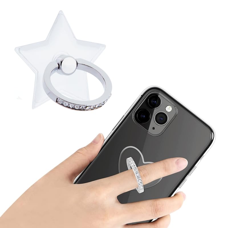 Mobile Ring Grip | Star-Shaped Transparent Sticker | Bling Crystal Design for Stylish Phone Grip & Stand