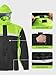 SaphiRose Men's Rain Suit High Visibility Reflective Work Rain Jacket Pants for All Sport Farm Fishing Motorcycle (Black/Green,X-Large)