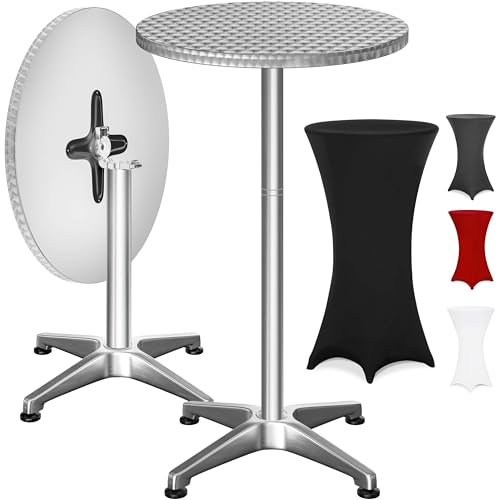 Casaria® Table Basse Mange Debout Aluminium - Table à Manger et Meuble Cuisine - Hauteur Réglable 70-115 cm, Plateau Pliable 60 cm, 4 Pieds Stables,...