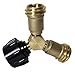 Gas One Propane Y-Splitter Tee Solid Brass with 1-Male QCC and 2-Female QCC for BBQ Grill, Heater, Propane appliances