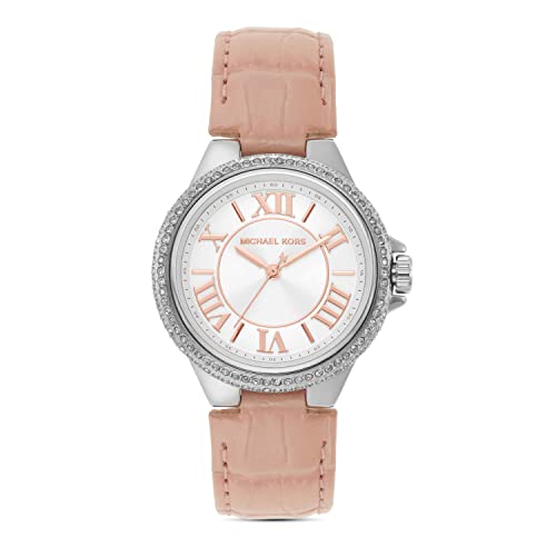 Image of Michael Kors Leather Analog White Dial Women Watch-Mk2963, Pink Band