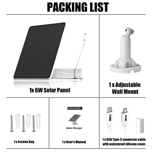 Solar Panel For Security Camera, 6W Solar Panel Usb C For Dc 5V Security Camera, Ip66 Waterproof Solar Panel, 9.8Ft Charging Cable, Contains A Waterproof Silicone Case For Usb Transfer Type-C #TOP7