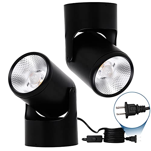 EAGLOD 10W Multi Purpose Spotlight Desk or Wall Mount Accent Lamp,Rotatable Spotlight Lamp with On-Off Switch Cord for Bedroom,Bedside, Hallway,Reading,Kitchen,Laundry Room(Warm White) (Black)