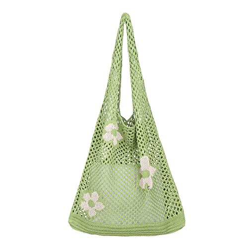 Image of Ovida Crochet Tote Bag Mesh Beach Bag Fairycore Hobo Bag Fairy Grunge Aesthetic Shoulder Bag Y2k Purse for Women Girls