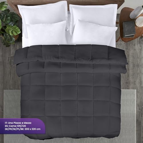 Utopia Bedding Duvet 200 x 220 cm, 370 GSM Warm Duvet, White Blanket with Corner Tabs (Grey)