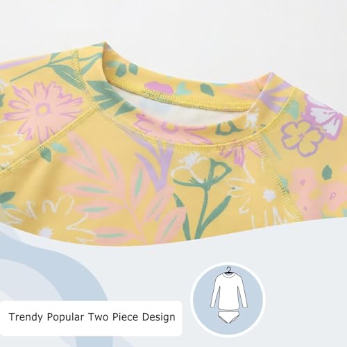 Image of Aisyee Girls Long Sleeve Rash Guard Set Two Piece Swimsuits Tie Dye Bathing Suits for Kids UPF 50+ Swim Shirts