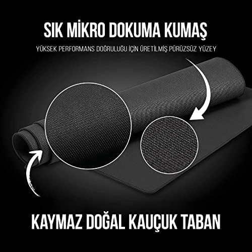 Klasse Pro Black Edition - Dikişli Kenar 70x30, 90x40, 100x50 ve 120x60 cm Oyuncu Gaming Mouse Pad (Siyah, 70x30 cm) - Görsel 4