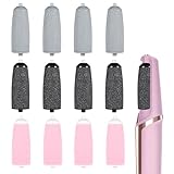 PEOVLVN 12 Pieces Pedicures Replacement Heads, Replacement Roller Refill Heads Compatible with Electric Foot File Callus Remover Pedicure Tools for Feet (Black, Gray, Pink)