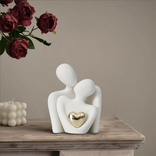 Figura Decorativa Mini Estatua de Pareja en Cerámica Blanca 4.72in miniatura 5