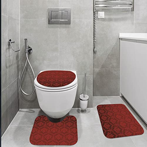 URSOPET Badteppich-Set 3-teilige, rutschfeste,Antikes Blumenmuster mit barocken königlichen Renaissance-Einflüssen und… – Bild 3