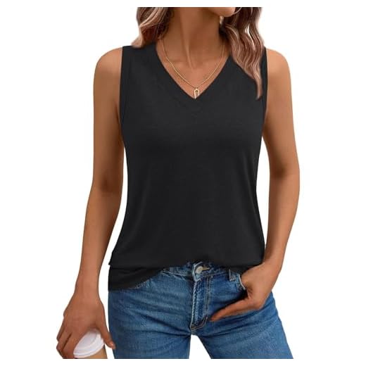 Haslike Camiseta sin Mangas de Verano para Mujer, Estilo Informal, Holgada, Negro, S