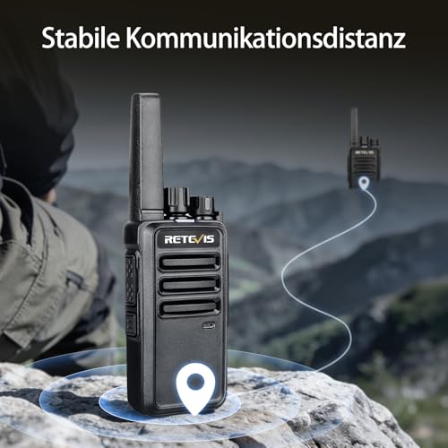 Retevis RT668 Funkgerät mit Headset, Lizenzfrei Walkie Talkie für Erwachsene, Robust PMR Funkgeräte VOX, Handfunkgerät mit Großer Reichweite, für Familien, Camping, Wandern (Schwarz, 2 Stück)
