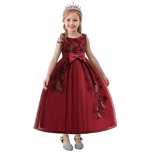 Vestido de ceremonia para niñas cómodo con flores bordadas para fiestas