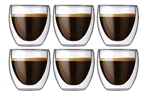 Double Paroi 80ml Lot De 6 Tasses à Expresso HENGBIRD Verre Borosilicate - Effet Flottant Isotherme Verre à Espresso Résistant Chaleur