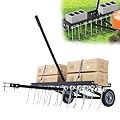 40" Tow Behind Dethatcher with 20 Spring Steel Tines, Lawn Sweeper Garden Grass Tractor Rake Removes Thatch from Large Lawns, Riding Lawn Mower Attachments for Outdoor Yard Tools Lawn Care