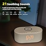 Sound Machine Alarm Clock for Bedrooms: Bluetooth 10W Stereo Sound Speaker with Wireless Charging - White Noise Machine for Sleeping with 21 Soothing Sounds - Putty - Image 5