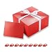 PACKHOME 10 PCS Red Gift Boxes 8x8x4 Inches, Bridesmaid Boxes, Paper Gift Boxes with Lids for Gifts, Crafting, Cupcake Boxes, with Greeting Cards and Satin Ribbons (Glossy with Embossing)