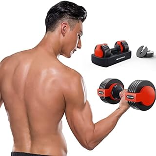 GEARSTONE 1 x Adjustable Dumbbell with Weight Plate for All Purpose Home Gym Office, Black, YL-11